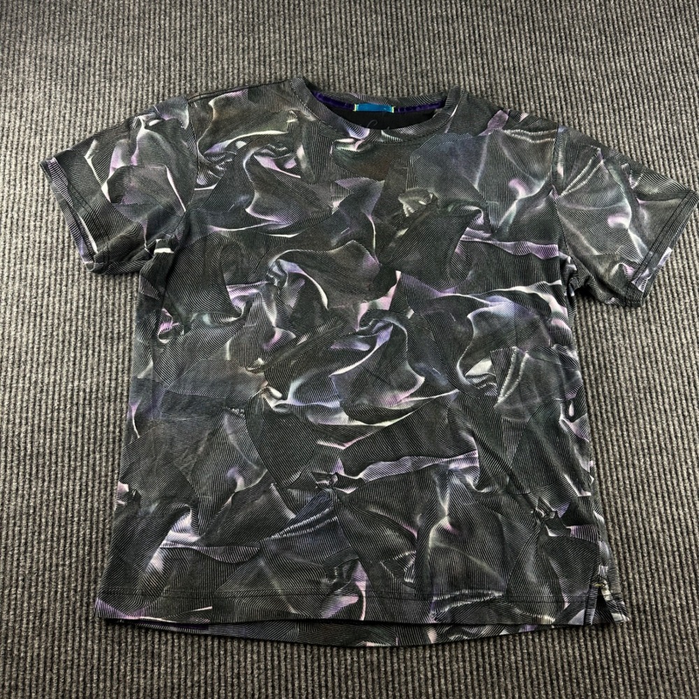 Robert Graham Mens Abstract Geometric Print Cotton T-Shirt Black Purple Size M